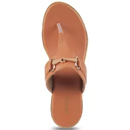 Metro Women's Tan T-Strap Wedges image 4