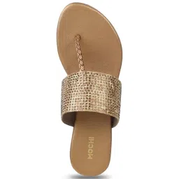 Mochi Women's Antic Gold T-Strap Wedges image 4