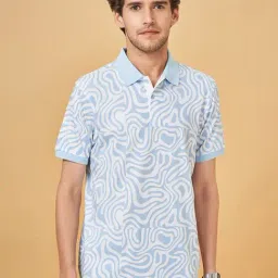 Byford By Pantaloons Blue Slim Fit Printed Polo T-Shirt-image-68