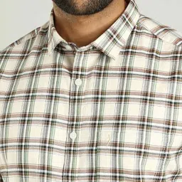 Indian Terrain Beige Regular Fit Checks Shirt image 4