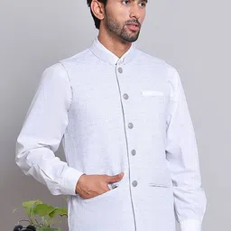 Jompers Men Mandarin Collar Woven Nehru Jacket image 4