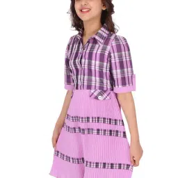 Cutecumber Kids Purple Checks Dress image 3