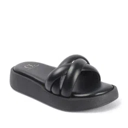 Carlton London Women's Black Cross Strap Sandals image 2