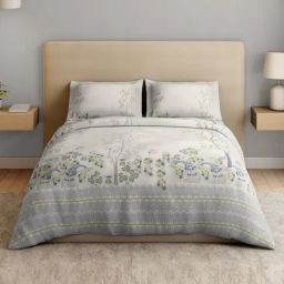 Spaces Cotton White Floral 132 TC Double Size Bedsheet with 2 Pillow Covers-picture-24