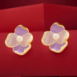 Zaveri Pearls Pink Enamelling Contemporary Pearl Embellished Stud Earring-image-65