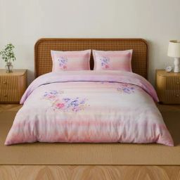 Spaces Cotton Pink Floral 180 TC Double Size Bedsheet with 2 Pillow Covers-picture-7