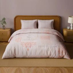 Spaces Cotton Pink Traditional 180 TC Double Size Bedsheet with 2 Pillow Covers-picture-3