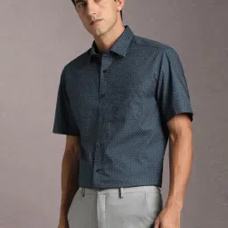 Louis Philippe Navy Cotton Regular Fit Printed Shirt image 3