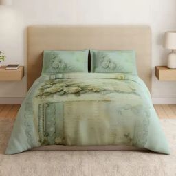 Spaces Cotton Green Floral 180 TC Double Size Bedsheet with 2 Pillow Covers-picture-39