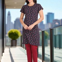 Kryptic Graphic Printed Round Neck Pure Cotton T-shirt With Pyjamas-picture-30
