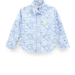 U.S. Polo Assn. Kids Blue Floral Print Full Sleeves Shirt-picture-13