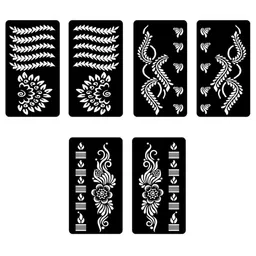 VOORKOMS Set Of 3 Mehndi Stencil Sticker Designs With Detailed Floral & Leaf image 4