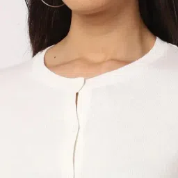 GAP Off White Relaxed Fit Solid Cardigan image 5