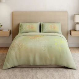 Spaces Cotton Green Geometric 132 TC Double Size Bedsheet with 2 Pillow Covers-picture-21