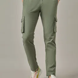 STUDIO NEXX Men Relaxed Straight Leg Loose Fit Cargos Trousers-picture-34
