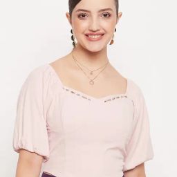 Madame Baby Pink Polyester Embellished Top-picture-4