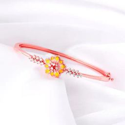 GIVA 92.5 Sterling Silver Bhumi Rose Gold Enchanting Brahma Kamal Adjustable Bracelet-picture-31