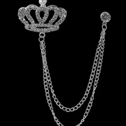 Curren Silver-Plated Rhinestone Studded Crown Shape Brooch-picture-25