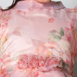 Peppermint Floral Print Puff Sleeve Chiffon A-Line Dress image 4