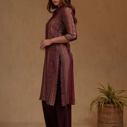 Soch Women Ethnic Motifs Printed Mandarin Collar Straight Kurta image 5