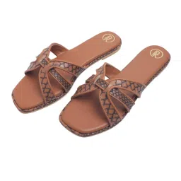 PREET KAUR Tan Textured Flats image 2