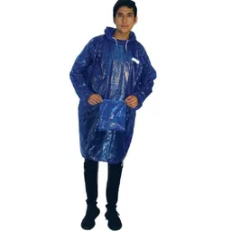 Unisex Waterproof Long/Full Raincoat Rain Poncho with Adjustable Hood and Reflector at Back for Night Visibility (Pack of 2) (Size: Universal,Color-Blue & Orange) image 3