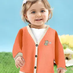 MOMISY Full Sleeves Placement Dinosaur Detailed Cardigan - Orange-picture-16