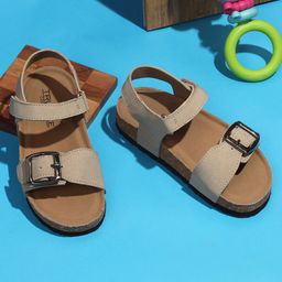TRUFFLE COLLECTION Colour Blocked Double Velcro Closure Sandals - Beige-picture-24