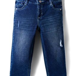 Olio Kids Denim Woven Full Length Distressed Jeans - Blue-picture-30