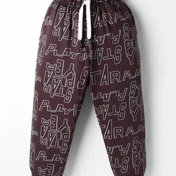 Smarty Boys Sinker Knit Full Length Lounge Pant With Text Print - Wine-picture-27