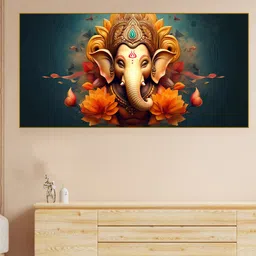 nestroots Cream-Coloured & Orange 1 Piece Canvas Religious Wall Paintings-image-6