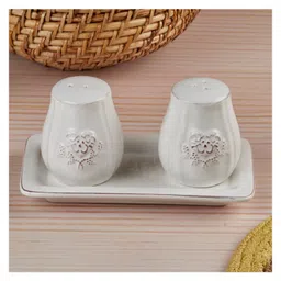 Kookee Ceramic Salt and Pepper Shakers Set with tray for Dining Table (10656) image 2
