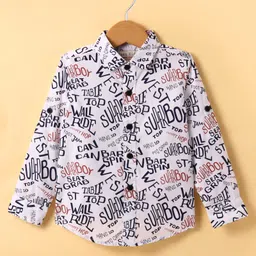 JASH KIDS Cotton Knit Full Sleeves Text Printed Shirt -Rust Orange & White image 2