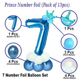 Decor Mantra Number 7 foil balloon 32 inch for birthday decoration items - Blue - Pack of 13 image 2