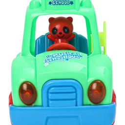 KIDS FUN Toys Battery Operated School Bus Toy with Moving Wheel Light & Sound - Light Green image 2