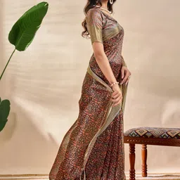 Jhumki creation Floral Printed Zari Saree image 5