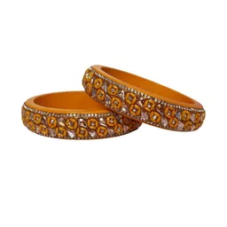 TAJ BRIDAL STORE Set Of 2 Kundan Studded Lac Bangles image 4