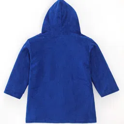 Babyhug Terry Knit Full Sleeves Hooded Bath Robe With Dino Patch - Navy Blue image 3