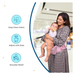 Tinyberg CuddleHipsy 5 position pure cotton Baby Carrier with front  storage - Pink image 3