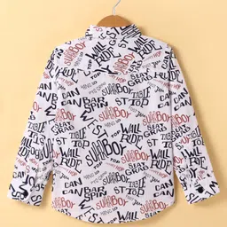 JASH KIDS Cotton Knit Full Sleeves Text Printed Shirt -Rust Orange & White image 3
