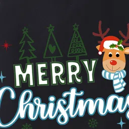 BLUSHES Christmas Theme 100% Cotton Half Sleeves Merry Christmas Text Printed Onesie - Black image 4