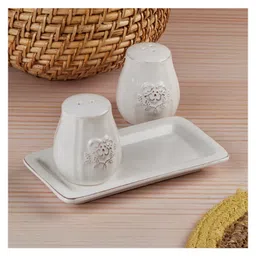 Kookee Ceramic Salt and Pepper Shakers Set with tray for Dining Table (10656) image 4