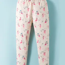 CUCUMBER Sinker Woven Half Sleeves Co-ords Night Suit With Princess Print - Pink image 4