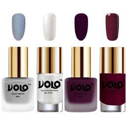 VOLO Set Of 4 Velvet Matte & Extra Shine Nail Polish - 8 ml Each & 9ml Each-33-46-46-34-picture-5