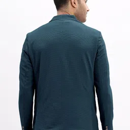 SHOWOFF Self Design Cotton Notched Collar Slim Fit Singe Breasted Blazer image 2