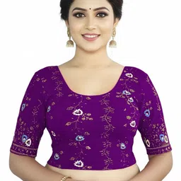 PU FASHION Embellished Round Neck Saree Blouse-picture-20