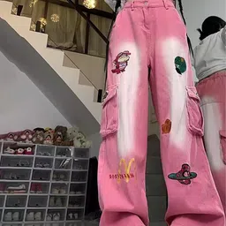 StyleCast Women Baggy Fit High-Rise Light Fade Coloured Embroidered Jeans-picture-12