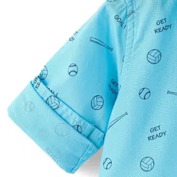 Babyhug Cotton Woven Full Sleeves Shirt Sports Print - Blue image 5