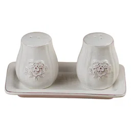Kookee Ceramic Salt and Pepper Shakers Set with tray for Dining Table (10656) image 5