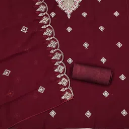 shadow & saining SHADOW & SAININGFloral Embroidered Sequinned Silk Georgette Unstitched Dress Material image 5